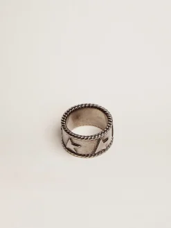 New Anel largo na cor prata velha MULHER Jewels|Joias