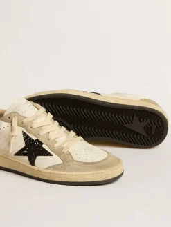 Cheap Ball Star de napa e suede com estrela e talão de glitter preto MULHER Ball Star