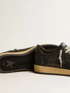 Cheap Ball Star de napa preta com estrela de suede e talão de napa preta Ball Star