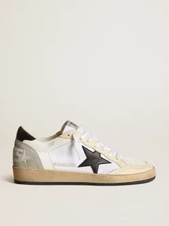 Cheap Ball Star feminino de lona e couro brancos com estrela preta MULHER Ball Star