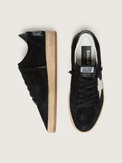Online Ball Star feminino de suede preto com estrela de couro branco MULHER Ball Star