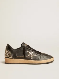 Outlet Ball Star Feminino LAB de napa preta com estrela de couro preto com tachas MULHER Ball Star