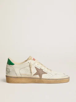 Outlet Ball Star LTD com estrela de tela cor de areia e talão de couro verde Ball Star