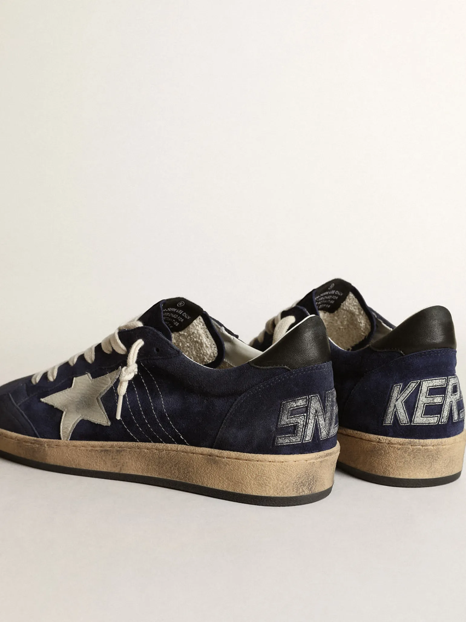 Clearance Ball Star masculino de suede azul-escuro com estrela branca de nubuk Ball Star