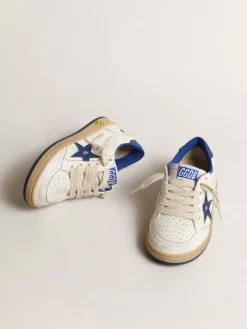 New Ball Star Young com estrela e talão de couro metálico azul Meninos (4-10 anos)