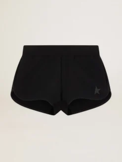 Flash Sale Bermuda feminina preta com estrela tom sobre tom MULHER Saias e Shorts