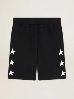 Flash Sale Bermuda masculina preta com estrelas brancas Jeans e calças