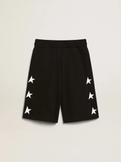 Sale Bermuda preta infantil masculina com estrelas brancas Bottoms (4-12 years)|Bottoms (4-12 years)
