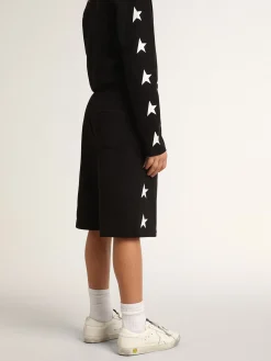Sale Bermuda preta infantil masculina com estrelas brancas Bottoms (4-12 years)|Bottoms (4-12 years)