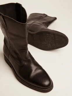 Flash Sale Biker de couro preto MULHER Botas
