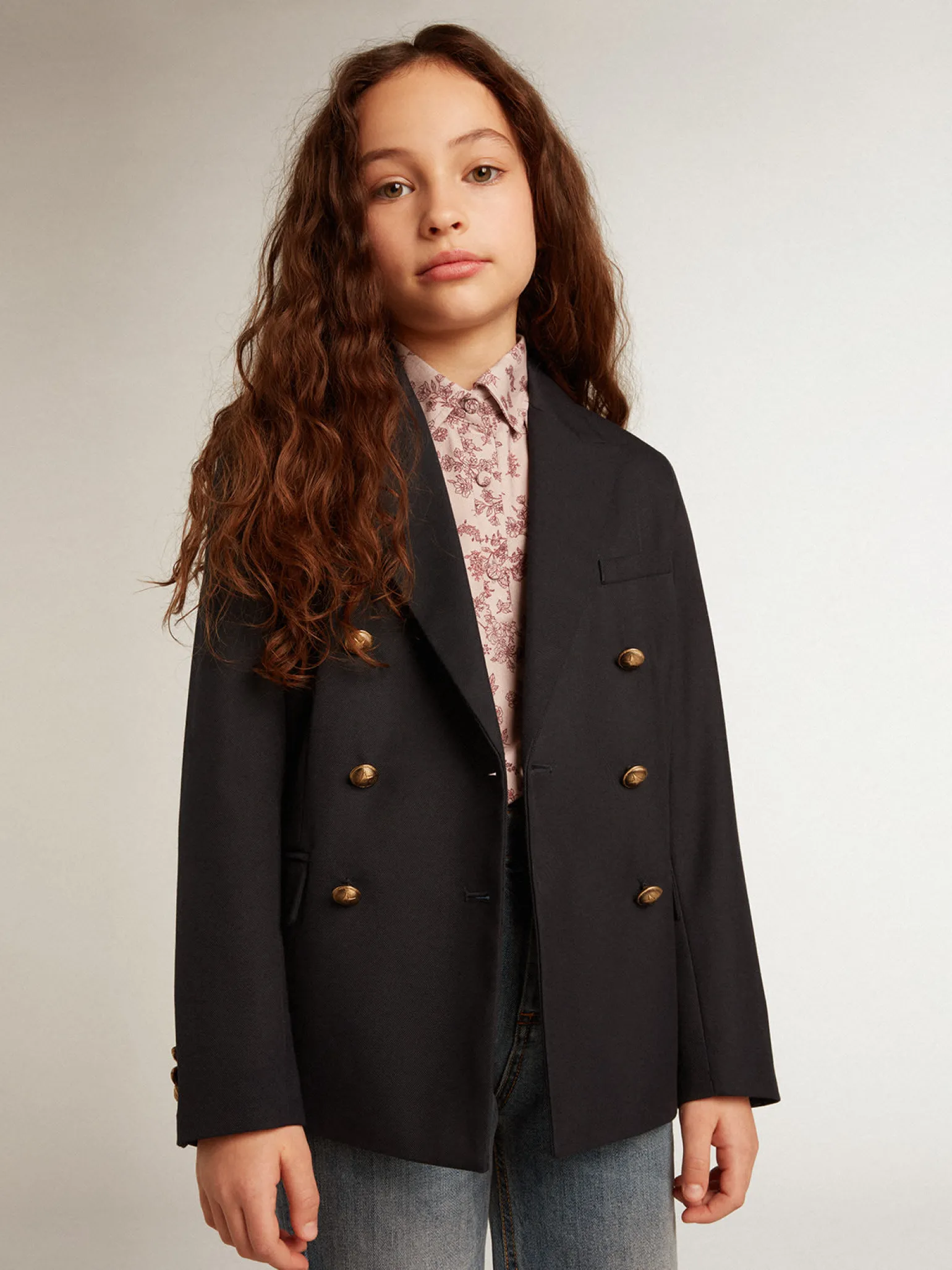 Flash Sale Blazer de abotoamento duplo infantil masculino azul-escuro com botões Roupas de cima (4-12 years)|Roupas de cima (4-12 years)