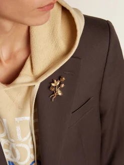 Best Blazer de abotoamento simples de lã cinza Blazers