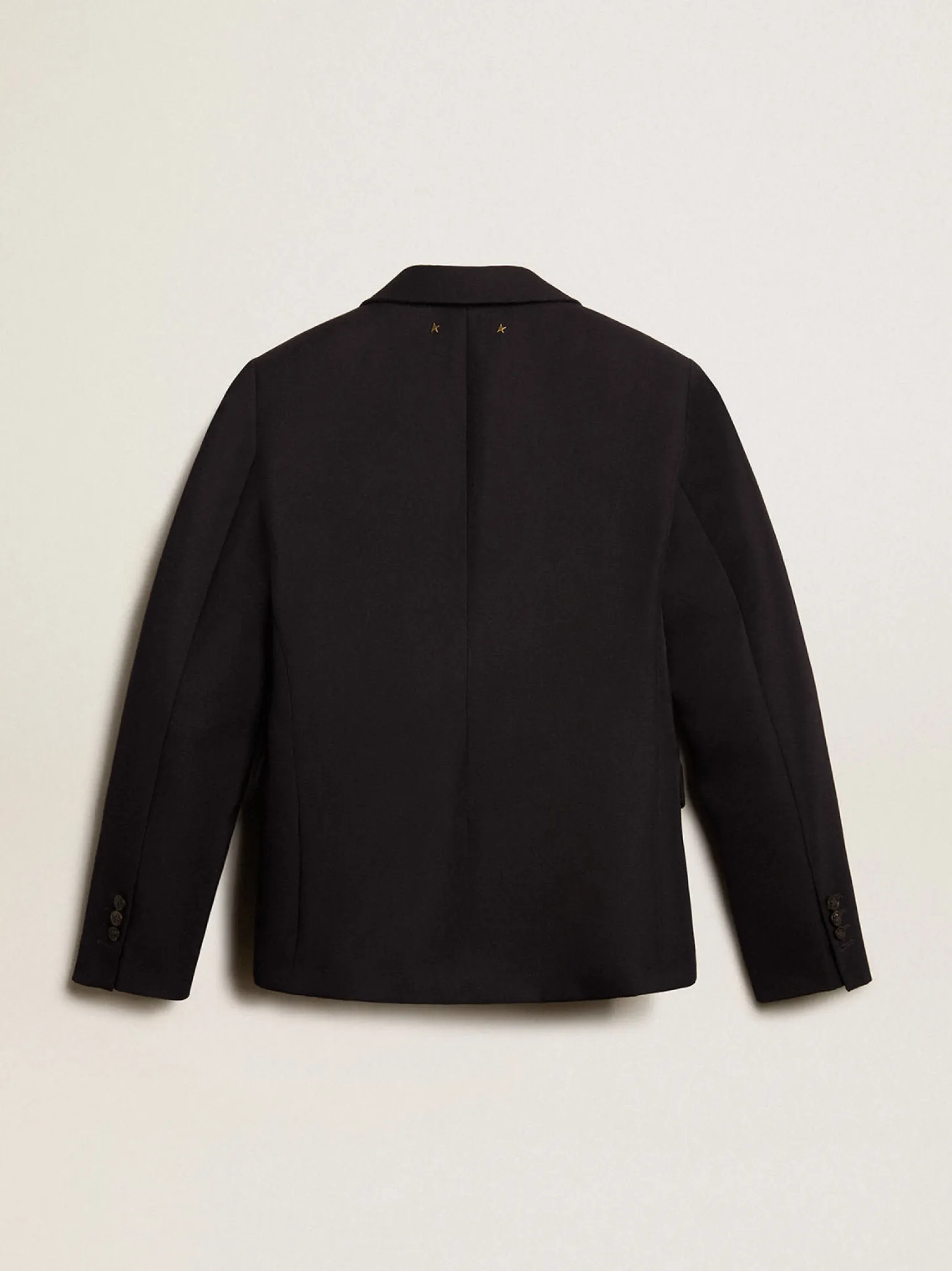 Shop Blazer feminino de abotoamento simples de gabardine de lã azul-escuro MULHER Blazers