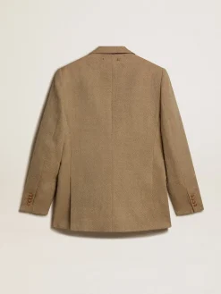 Sale Blazer masculino de abotoamento duplo de lã cor de faia clara Blazers