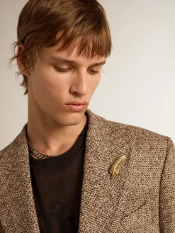 Flash Sale Blazer masculino de abotoamento duplo marrom com fecho com botões Blazers