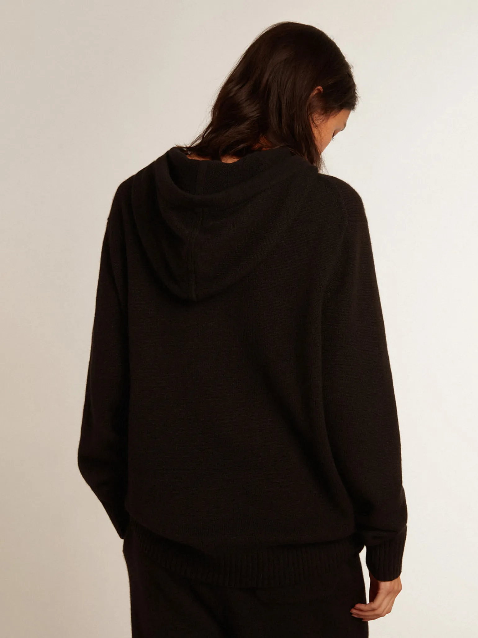 Store Blusa tipo moletom feminina preta misto caxemira com capuz MULHER Moletons