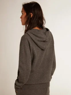 Hot Blusa tipo moletom feminina cinza misto caxemira com capuz MULHER Moletons