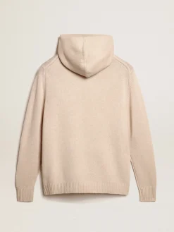 Flash Sale Blusa tipo moletom feminina branca misto caxemira com capuz MULHER Moletons