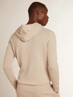 Discount Blusa tipo moletom masculina branca misto caxemira com capuz Moletons