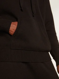 Clearance Blusa tipo moletom masculina preta misto caxemira com capuz Moletons