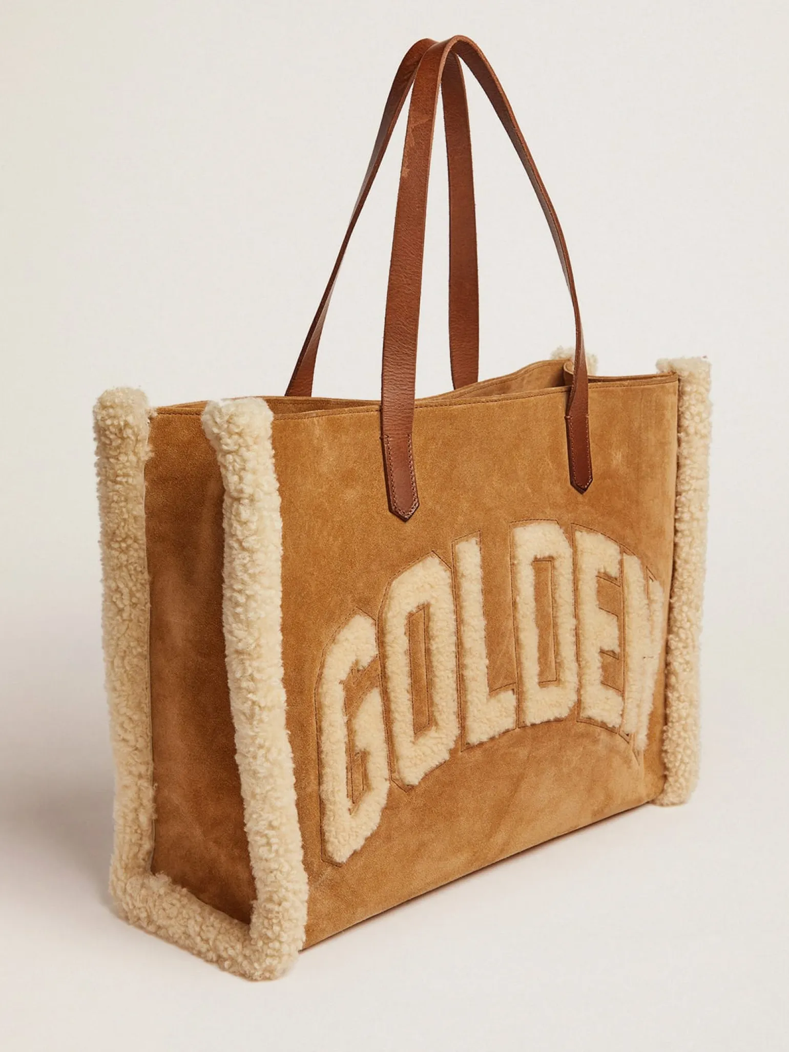 Best Sale Bolsa California East-West de camurça com shearling MULHER Bolsas de ombro|Bolsas de mão