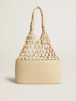 Shop Bolsa Lido de ráfia e macramê de algodão trançados MULHER Bolsas de mão|Beachwear