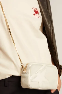Sale Bolsa Mini Star Bag de couro branco heritage com estrela tom sobre tom MULHER Minibolsas|Bolsas tiracolo