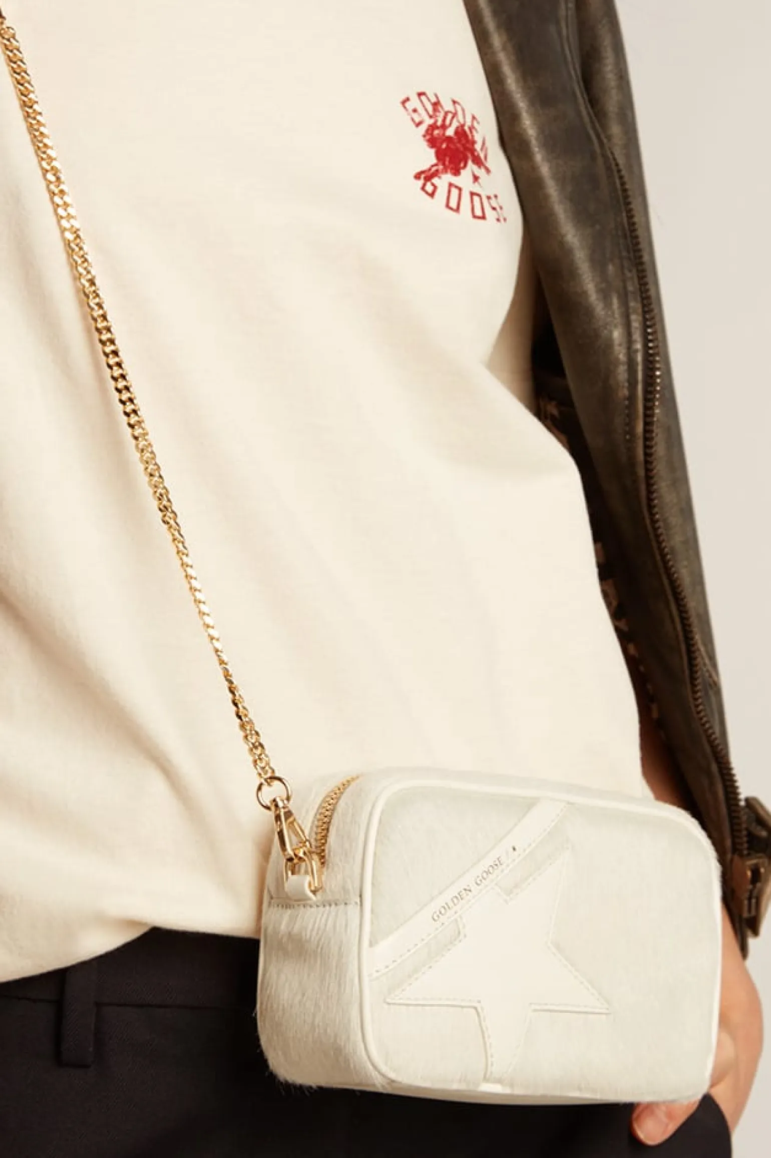 Sale Bolsa Mini Star Bag de couro branco heritage com estrela tom sobre tom MULHER Minibolsas|Bolsas tiracolo