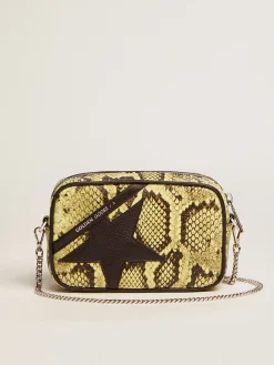 Sale Bolsa Mini Star feminina de couro verde-limão com estampa de píton e estrela preta MULHER Minibolsas|Bolsas tiracolo