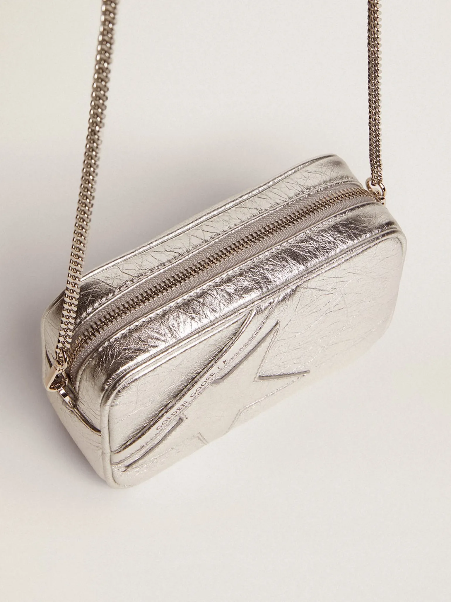 Discount Bolsa Mini Star feminina de couro metálico prateado com estrela tom sobre tom MULHER Minibolsas|Bolsas tiracolo