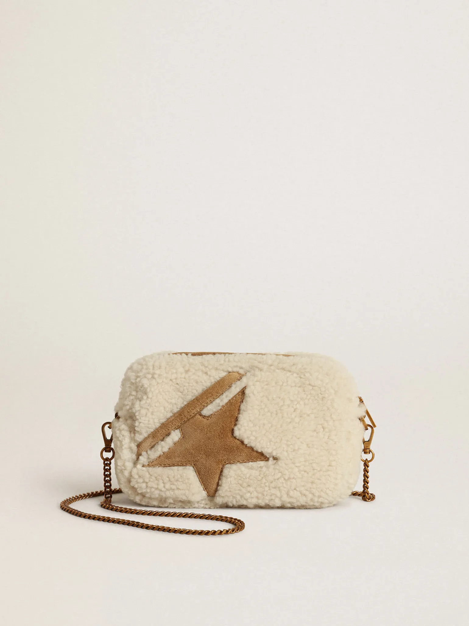 Best Sale Bolsa Mini Star feminina de shearling bege com estrela de suede MULHER Minibolsas|Bolsas tiracolo