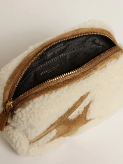 Best Sale Bolsa Mini Star feminina de shearling bege com estrela de suede MULHER Minibolsas|Bolsas tiracolo