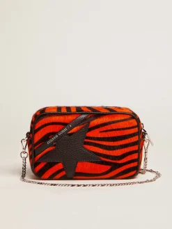 Flash Sale Bolsa Mini Star feminina de couro cavalinho tigre laranja com estrela preta MULHER Minibolsas|Bolsas tiracolo