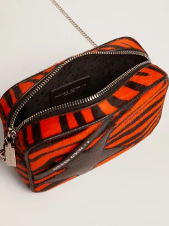 Flash Sale Bolsa Mini Star feminina de couro cavalinho tigre laranja com estrela preta MULHER Minibolsas|Bolsas tiracolo
