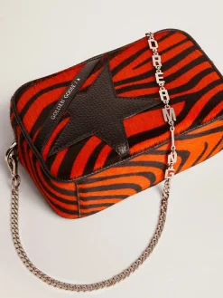 Flash Sale Bolsa Mini Star feminina de couro cavalinho tigre laranja com estrela preta MULHER Minibolsas|Bolsas tiracolo