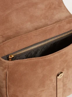 Discount Bolsa Sally média de suede cinza com fivela e alça de ombro em contraste MULHER Bolsas tiracolo