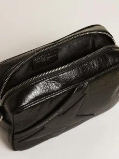 Flash Sale Bolsa Star feminina de couro brilhante preto com estrela tom sobre tom MULHER Bolsas tiracolo