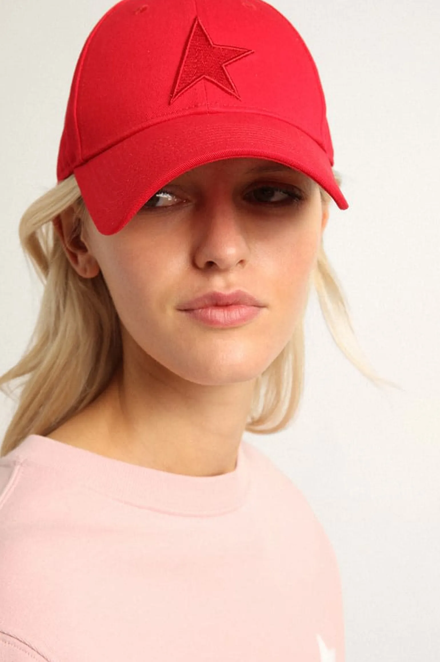 Best Boné de algodão vermelho com recorte em forma de estrela tom sobre tom na frente MULHER Chapéus e bonés|Beachwear