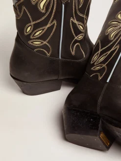 Online Bota Wish Star de cano baixo feminina de couro preto com detalhes amarelos MULHER Botas