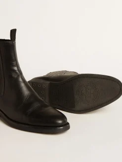 Sale Botas Chelsea masculinas de couro preto Botas