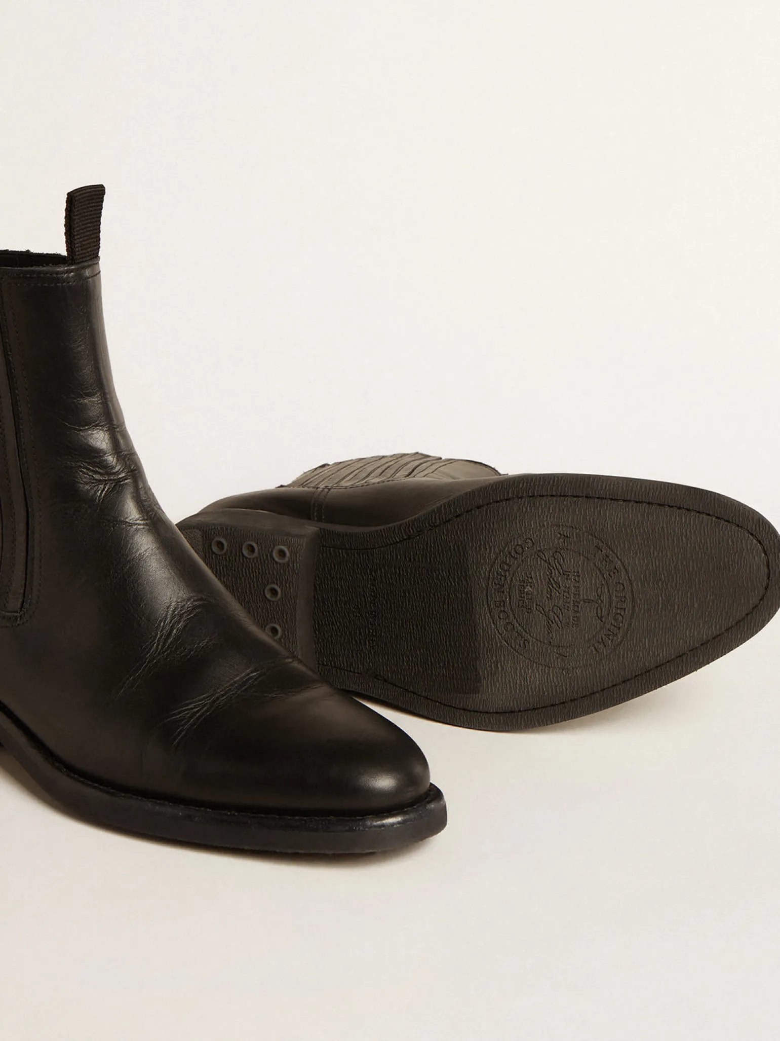 Sale Botas Chelsea masculinas de couro preto Botas