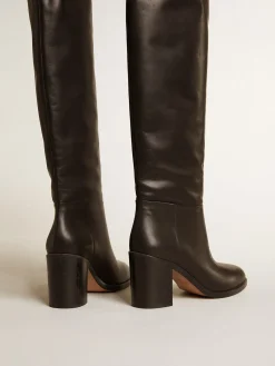 Shop Botas Vivienne de cano alto de couro preto MULHER Botas