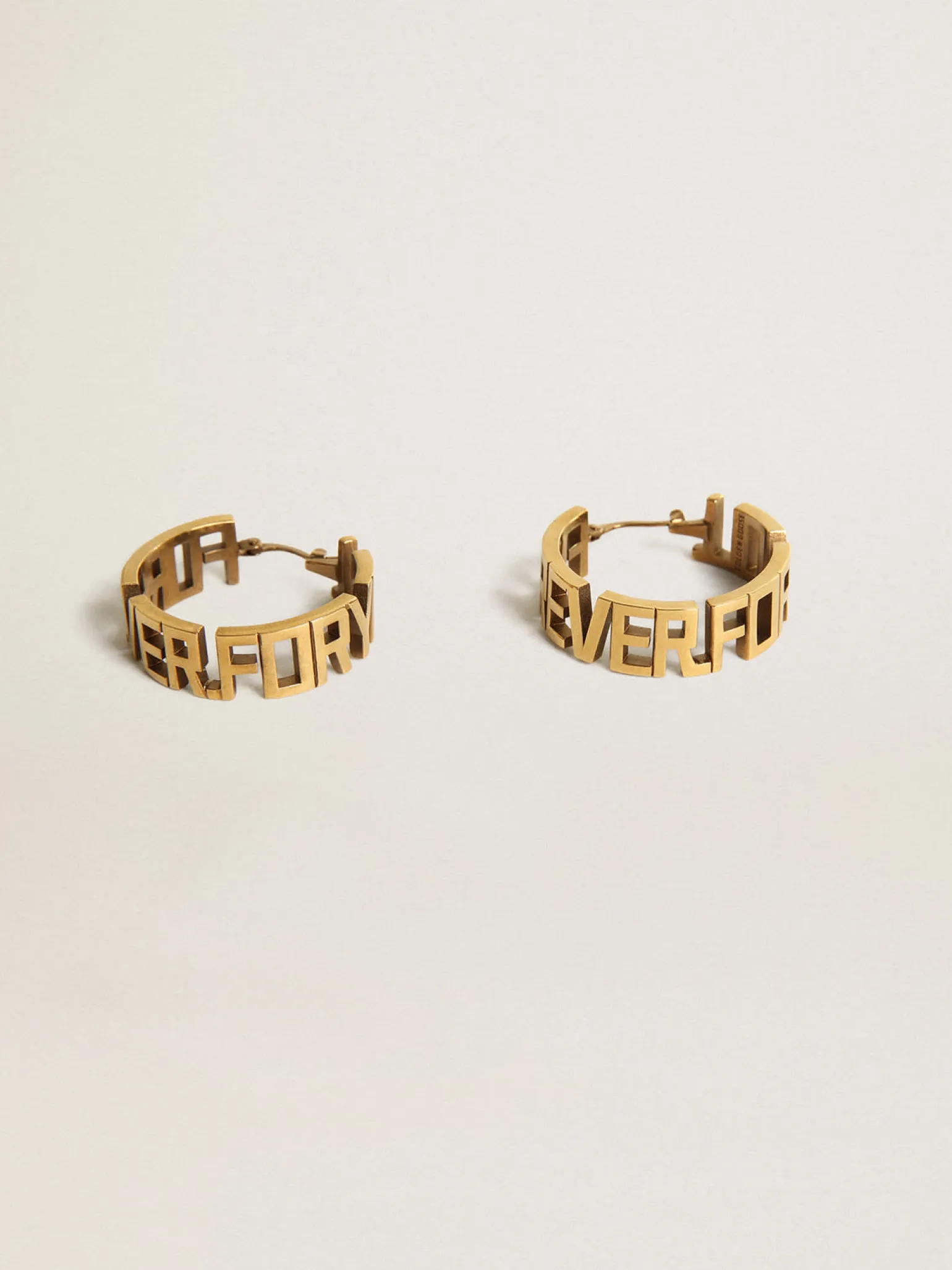 Outlet Brincos de argola na cor ouro velho com escrita Forever For You MULHER Joias