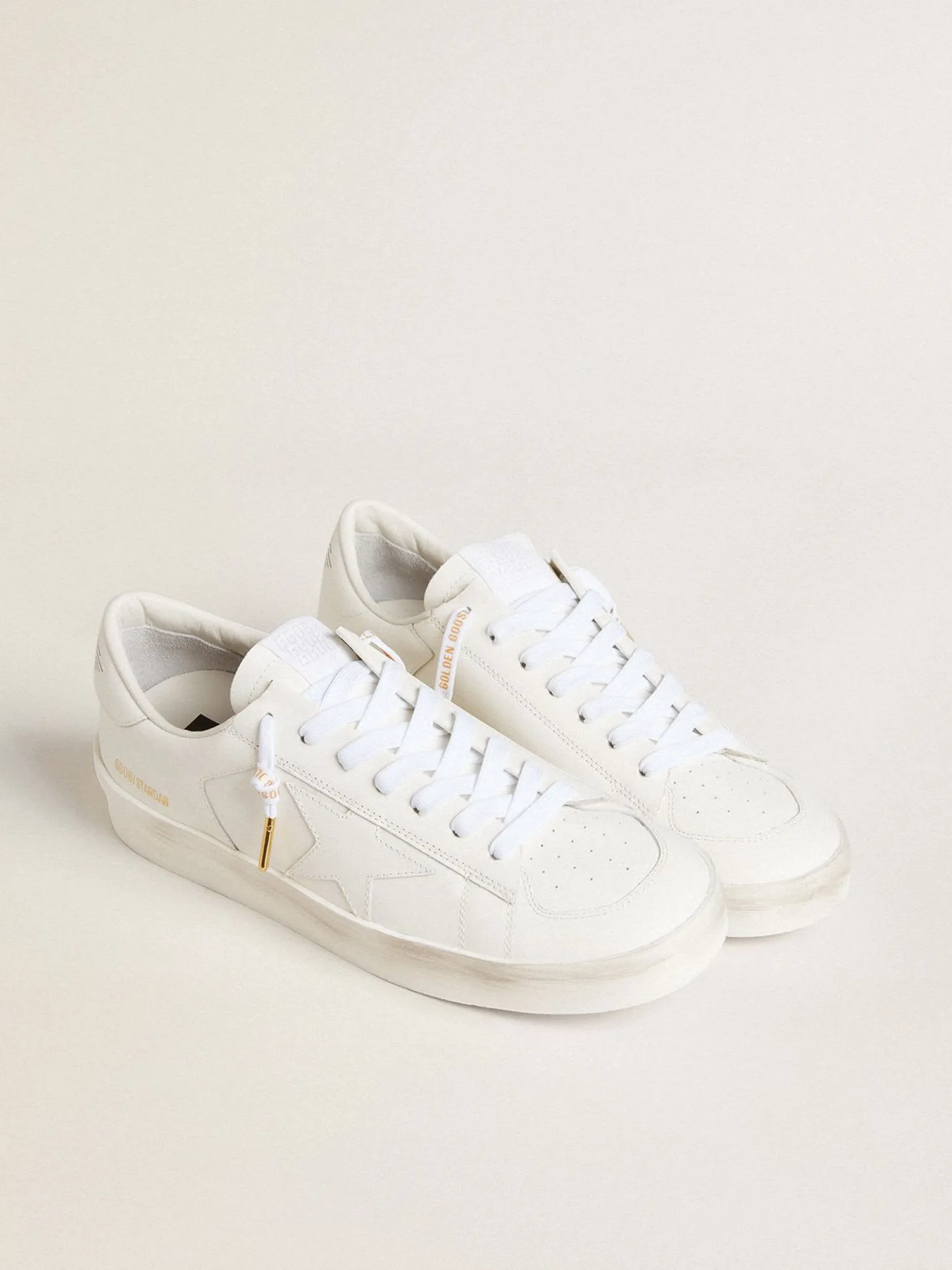 Best Sale Cadarços de algodão branco com logo dourado em contraste MULHER Cadarços|Cadarços