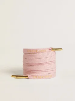 Flash Sale Cadarços de algodão rosa antigo com logo dourado em contraste MULHER Cadarços|Cadarços