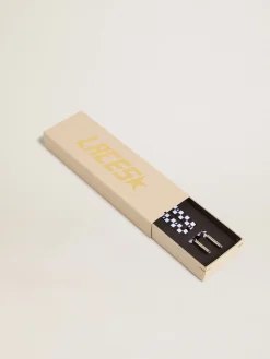 Outlet Cadarços de algodão xadrez branco e preto com estrelinhas brancas MULHER Cadarços|Cadarços