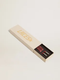 Online Cadarços de lurex vermelho com logo preto em contraste MULHER Cadarços|Cadarços
