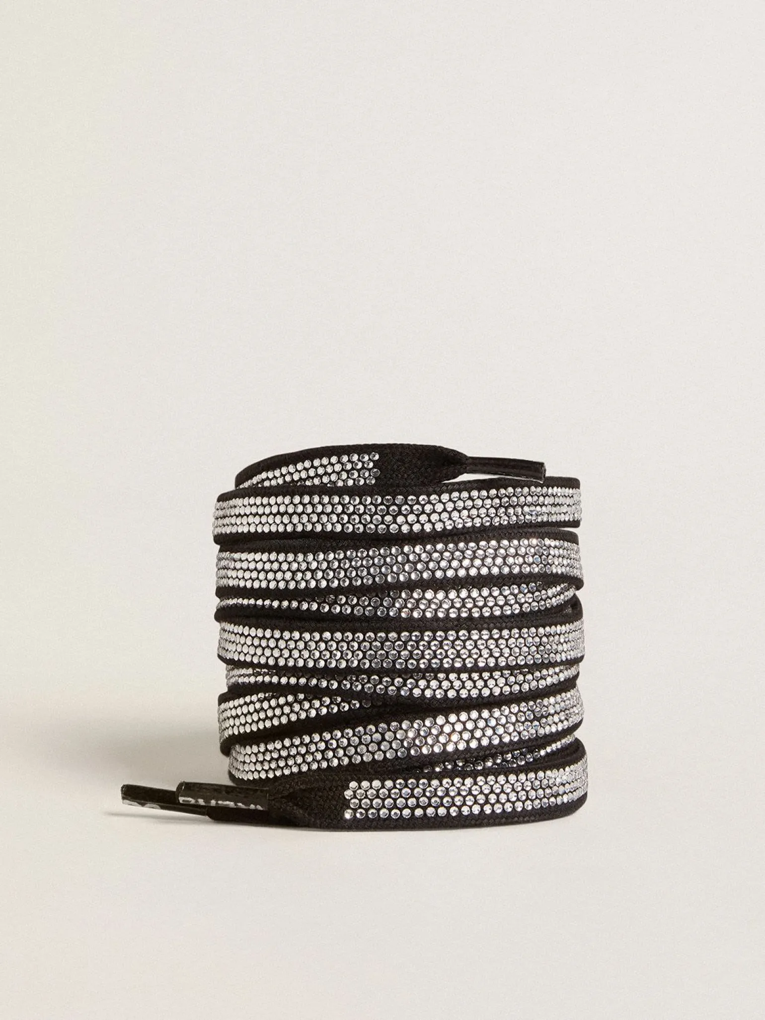 Discount Cadarços pretos com strass e escritas Sneakers brancas em contraste MULHER Cadarços|Cadarços