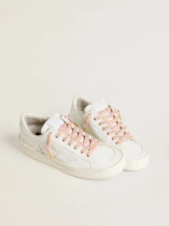 Store Cadarços rosa antigo com estrelas douradas em contraste MULHER Cadarços|Cadarços