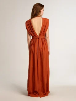 Shop Caftan de algodão jacquard vermelho coral MULHER Beachwear|Vestidos e macacões
